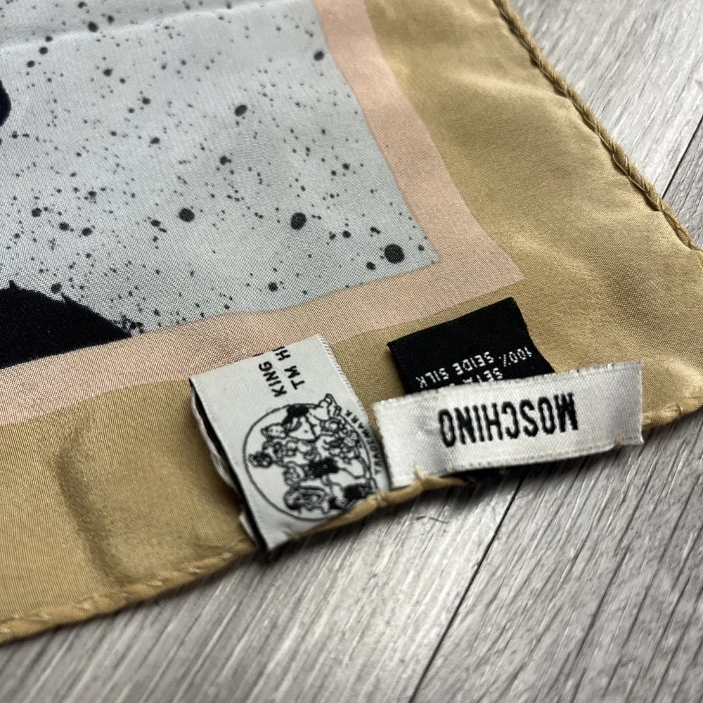 MOSCHINO Silk Scarf Olive Oyl Popeye 100% Silk Made In Italy